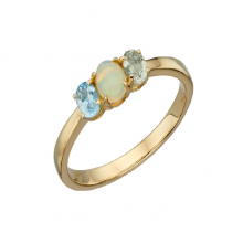Opal, Green Amethyst, Blue Topaz Cluster Ring 